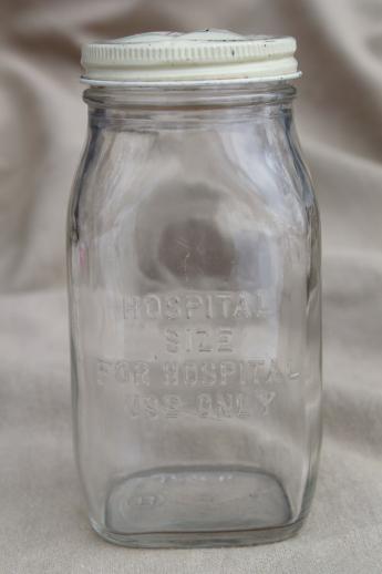 photo of vintage glass pharmacy medicine bottle embossed Wyeth hospital use half-pint jar #2