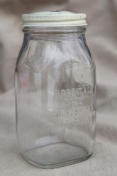 catalog photo of vintage glass pharmacy medicine bottle embossed Wyeth hospital use half-pint jar