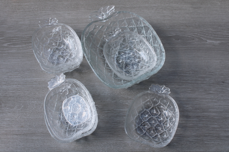 photo of vintage glass pineapple shape salad bowls or snack dishes tiki bar style #4