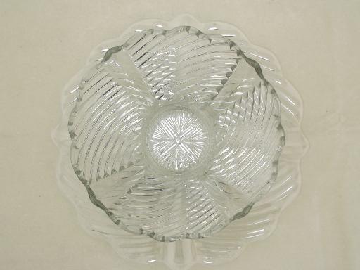 photo of vintage glass punch bowl & underplate, pressed pattern glass #2