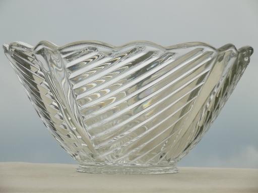 photo of vintage glass punch bowl & underplate, pressed pattern glass #7