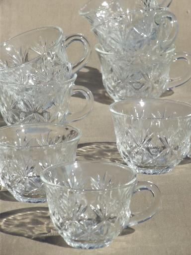 photo of vintage glass punch set, Hazel Atlas glass Lexington punch bowl & cups #2