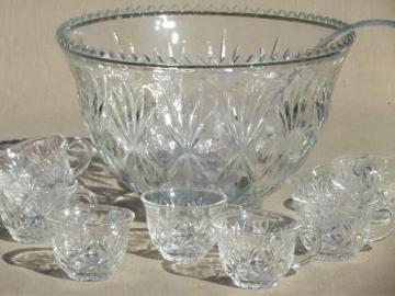 catalog photo of vintage glass punch set, Hazel Atlas glass Lexington punch bowl & cups