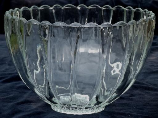 photo of vintage glass punch  set w/ clear glass flower shaped bowl & punch cups #2