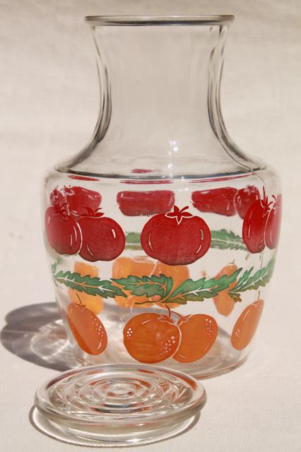 photo of vintage glass refrigerator bottle juice carafe w/ oranges & tomatoes print #2