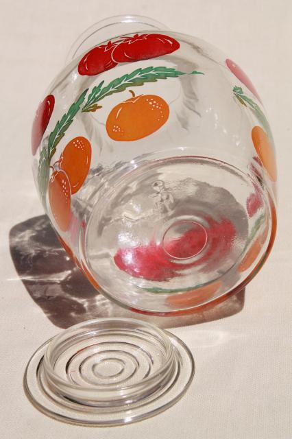 photo of vintage glass refrigerator bottle juice carafe w/ oranges & tomatoes print #4