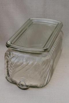 catalog photo of vintage glass refrigerator jar, tea jar / water cooler for dispenser tap