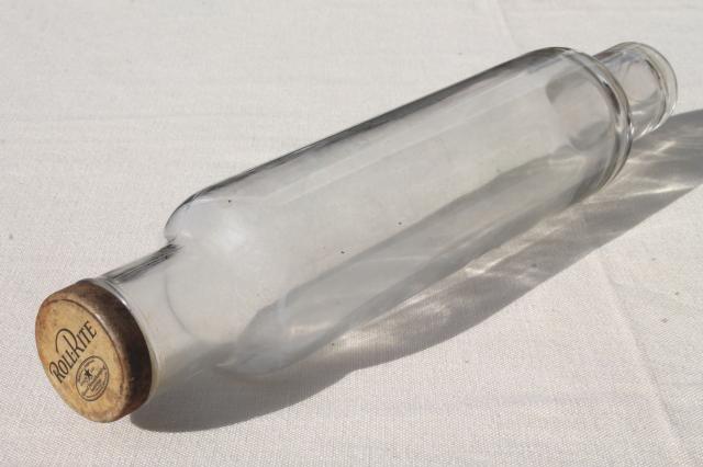 photo of vintage glass rolling pin, Roll-Rite ice water rolling pin w/ Good Housekeeping seal #1
