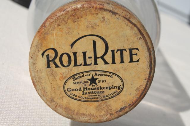 photo of vintage glass rolling pin, Roll-Rite ice water rolling pin w/ Good Housekeeping seal #4