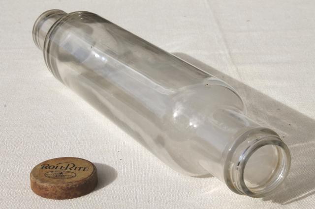 photo of vintage glass rolling pin, Roll-Rite ice water rolling pin w/ Good Housekeeping seal #5