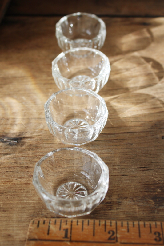 photo of vintage glass salt cellars, crystal clear pressed glass salt dip dishes set of 4 salts  #2