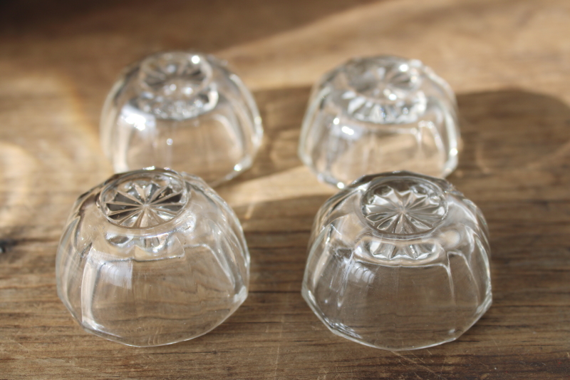 photo of vintage glass salt cellars, crystal clear pressed glass salt dip dishes set of 4 salts  #3