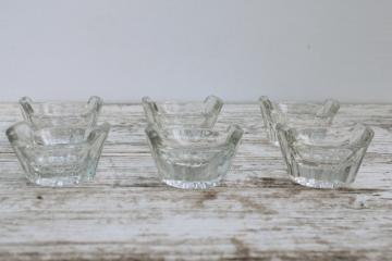 catalog photo of vintage glass salt cellars, tub handle pattern pressed glass salts, tiny glass dishes 