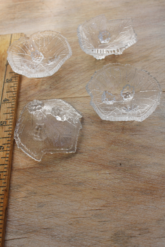 photo of vintage glass salt dips dishes salt cellars, bramble berry leaf clear glass salts #1