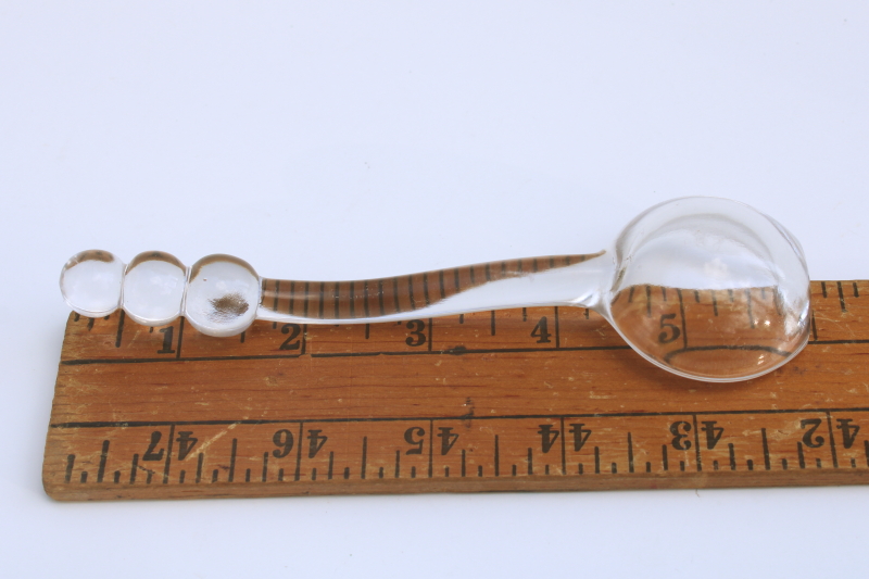 photo of vintage glass sauce ladle or mayonnaise spoon, candlewick bead pattern handle  #3