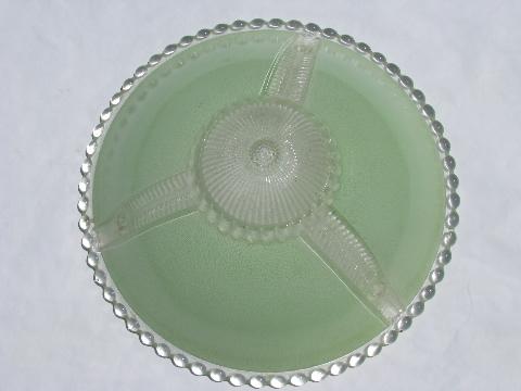 photo of vintage glass shade for 1940s ceiling light fixture, pale jade green #1