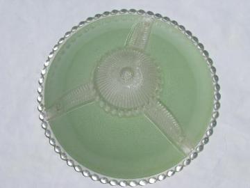 catalog photo of vintage glass shade for 1940s ceiling light fixture, pale jade green