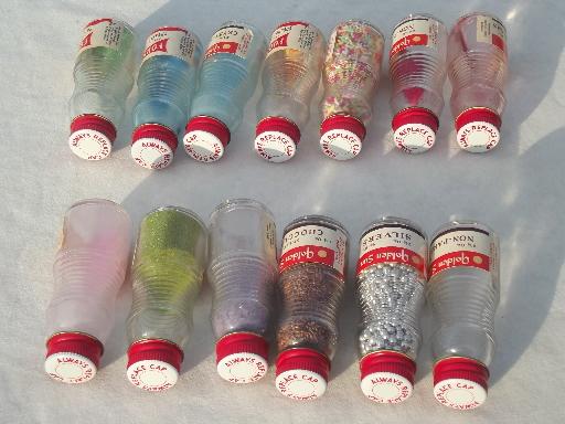 photo of vintage glass spice set jars w/ mid-century cake decorations & sprinkles! #6