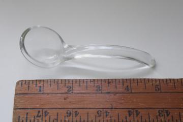 catalog photo of vintage glass spoon or sauce ladle for elegant glass mayonnaise dish