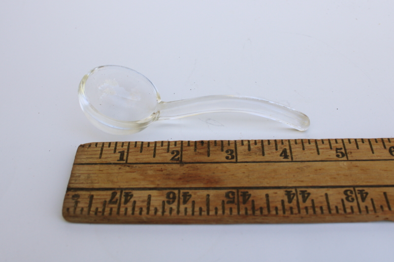 photo of vintage glass spoon or sauce ladle for elegant glass mayonnaise dish #1