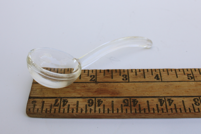 photo of vintage glass spoon or sauce ladle for elegant glass mayonnaise dish #2