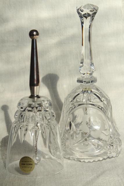 photo of vintage glass table service bells, cut crystal, Princess House Cris d'Arques Pompadour #1