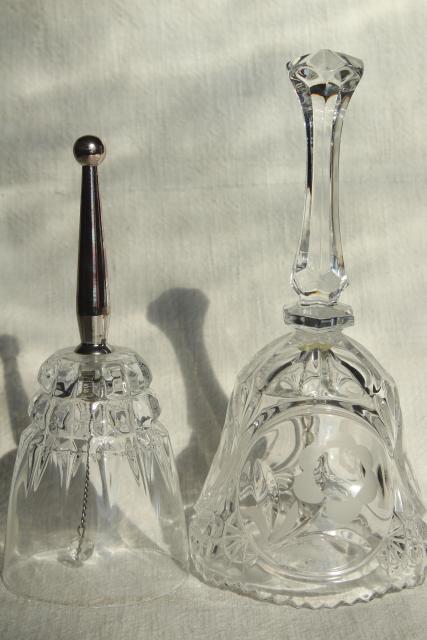 photo of vintage glass table service bells, cut crystal, Princess House Cris d'Arques Pompadour #3