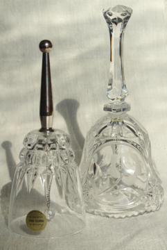 catalog photo of vintage glass table service bells, cut crystal, Princess House Cris d'Arques Pompadour