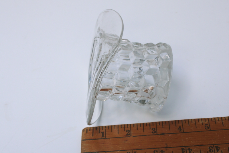 photo of vintage glass top hat vase, Fostoria American cube pattern  #3