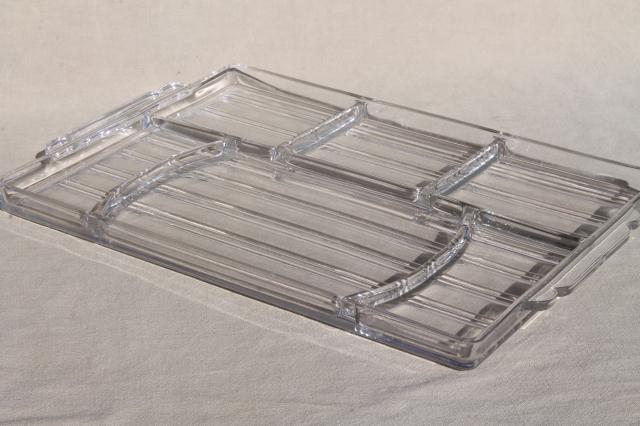 photo of vintage glass tray w/ divided sections for desk organizer or serving tray #2