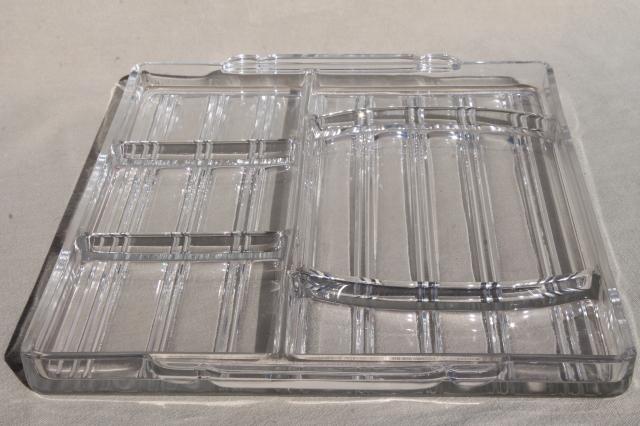 photo of vintage glass tray w/ divided sections for desk organizer or serving tray #4