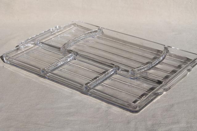 photo of vintage glass tray w/ divided sections for desk organizer or serving tray #5