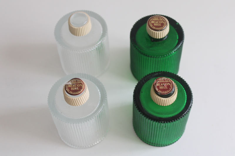 photo of vintage glass votive candle holders, peg type cups for candlesticks or sconces emerald green clear  #3