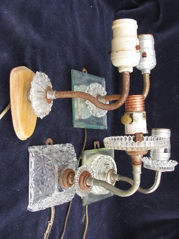 photo of vintage glass wall lamp sconces, sconce light lot for restoration or parts #1