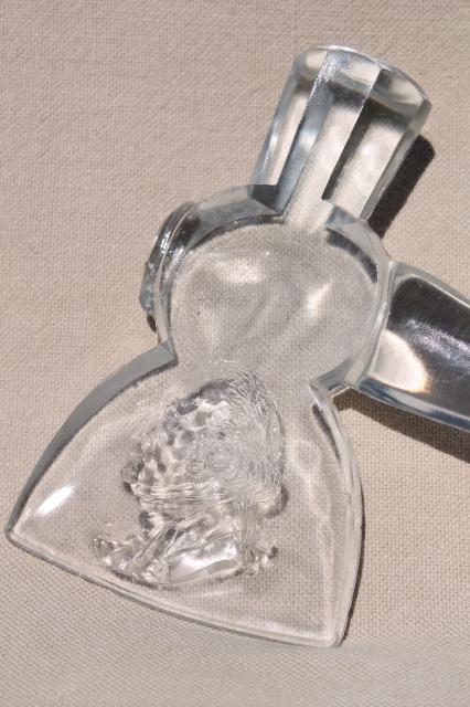 photo of vintage glass whimsy George Washington's axe, clear glass ax novelty souvenir #2