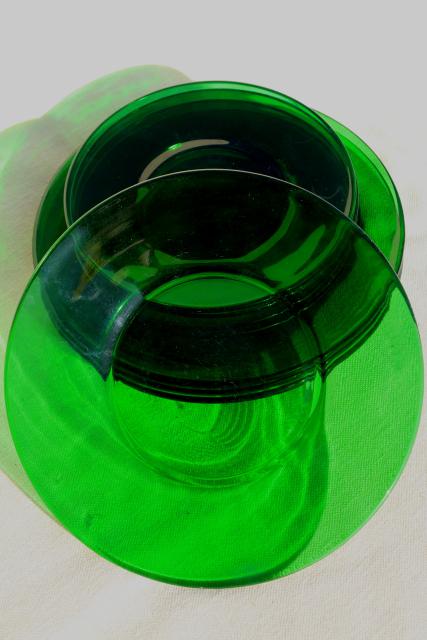 photo of vintage glassware, forest green glass dishes, salad & bread plates set #7