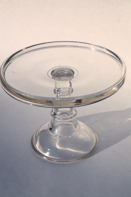 photo of vintage glassware, plain elegant glass serving pieces, salver cake stand & compote fruit bowl #3