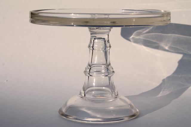 photo of vintage glassware, plain elegant glass serving pieces, salver cake stand & compote fruit bowl #4