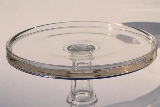 photo of vintage glassware, plain elegant glass serving pieces, salver cake stand & compote fruit bowl #7