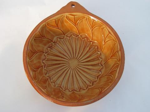 photo of vintage glazed pottery food mold, for pudding or flan #3