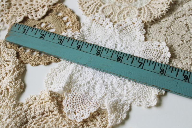 photo of vintage goblet rounds lace mats & tiny doilies lot, all different sizes and patterns, handmade crochet etc  #2
