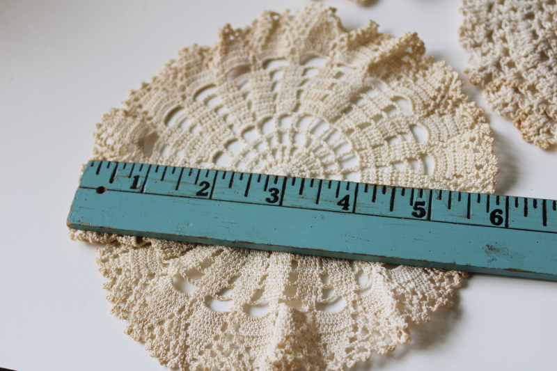 photo of vintage goblet rounds lace mats & tiny doilies lot, all different sizes and patterns, handmade crochet etc  #5