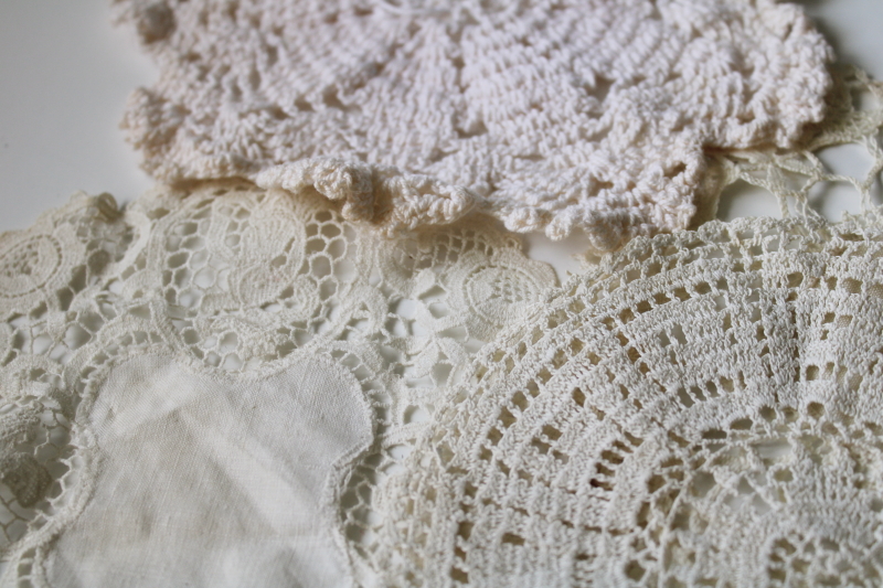 photo of vintage goblet rounds lace mats & tiny doilies lot, all different sizes and patterns, handmade crochet etc  #7