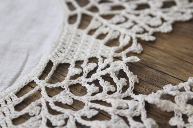 photo of vintage goblet rounds small table mat doilies set of 18, handmade crochet lace on linen #5