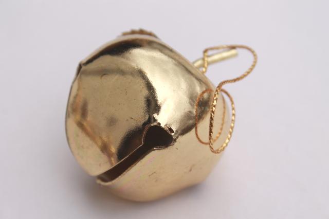 photo of vintage gold brass tone metal apple bell jingle bells, new old stock craft supplies #5