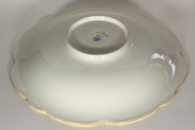 photo of vintage gold chrysanthemum cobalt blue, hand painted Bavaria china large bowl centerpiece #10