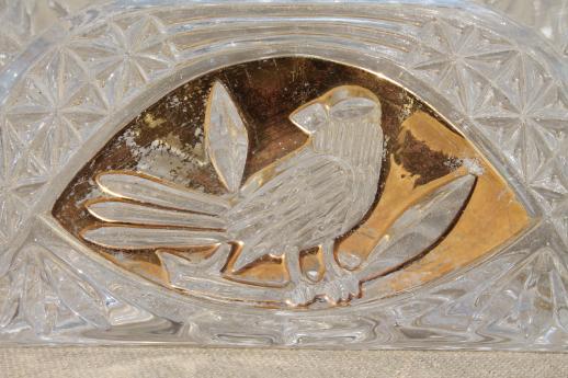 photo of vintage gold decorated Hofbauer lead crystal birds pattern trinket box #6