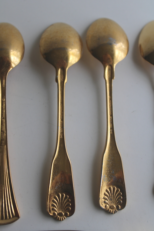 photo of vintage gold flatware, mismatched patterns, mixed lot spoons, forks, table knives  #2