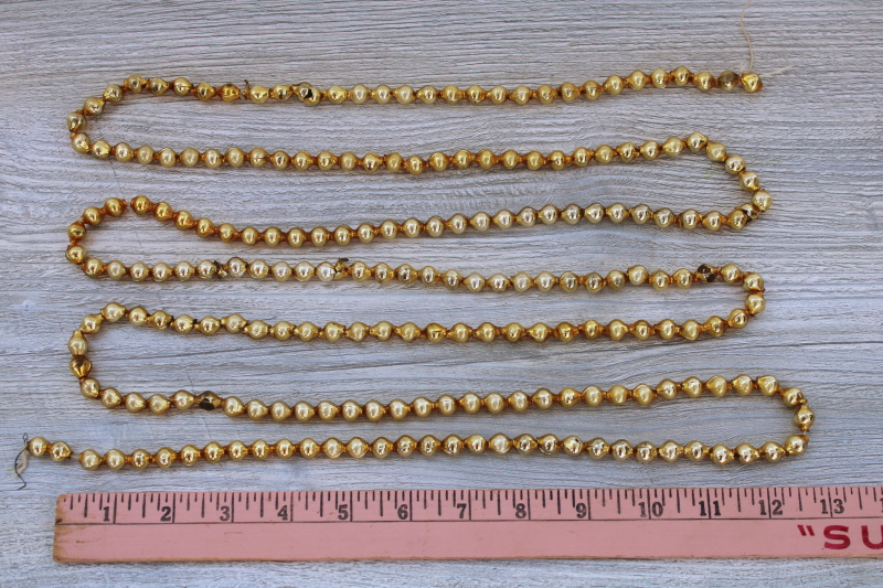 photo of vintage gold mercury glass beads string Christmas tree garland decoration #1