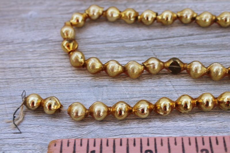 photo of vintage gold mercury glass beads string Christmas tree garland decoration #2